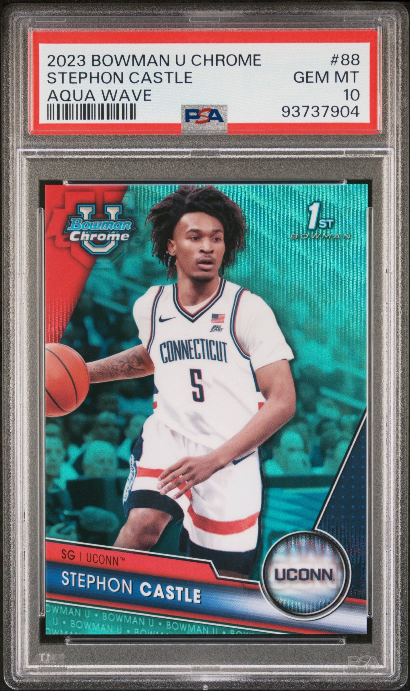 Graded 2023 Topps Bowman U Chrome Stephon Castle #88 Aqua Wave /299 Rookie RC Basketball Card PSA 10 Gem Mint - Sport Cards