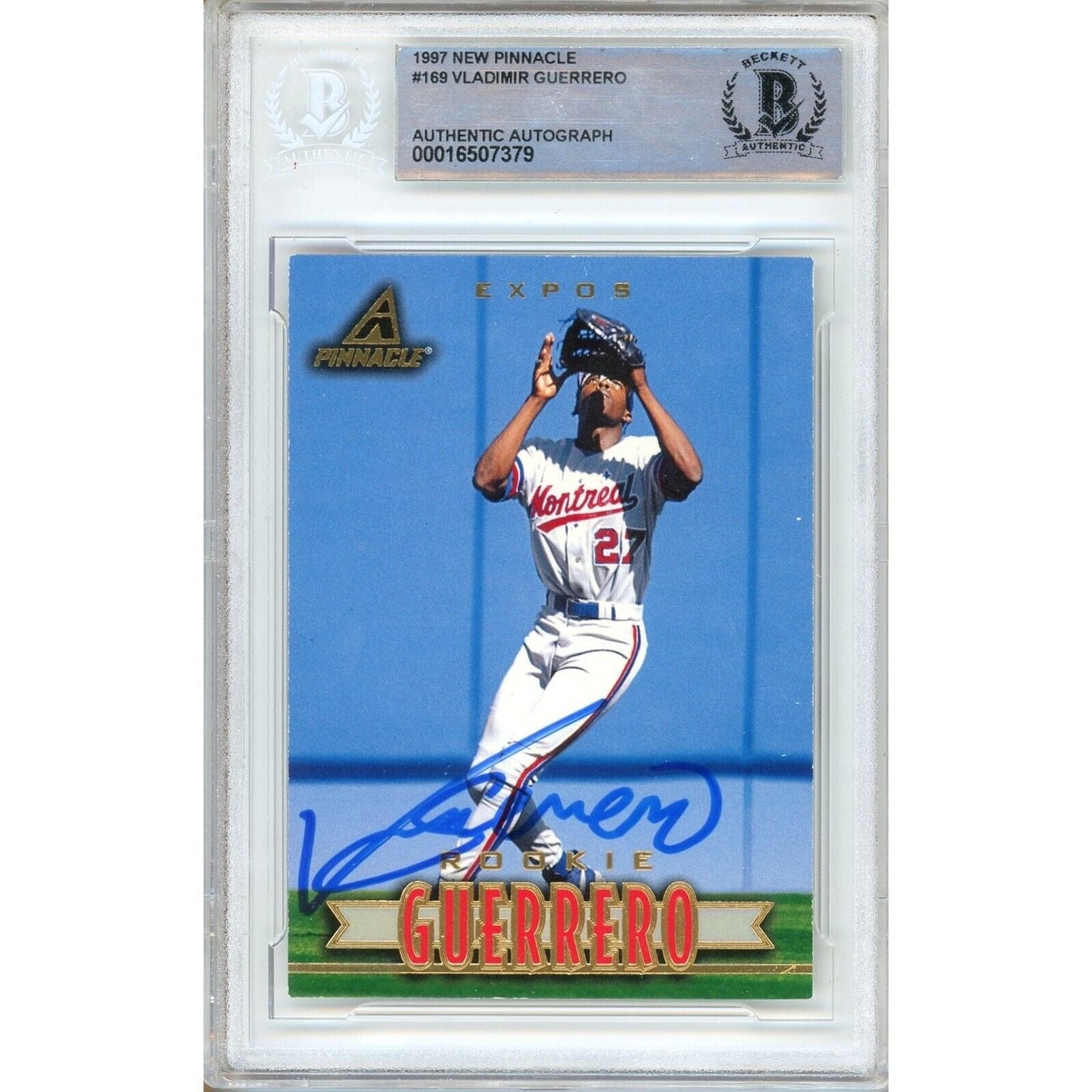 Vladimir Guerrero Montreal Expos Signed 1997 New Pinnacle Card Beckett Auth Auto Slab