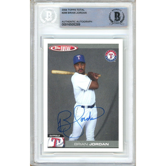 2004 Topps #299 — Brian Jordan Texas Rangers Autographed Trading Card — Beckett Authentication