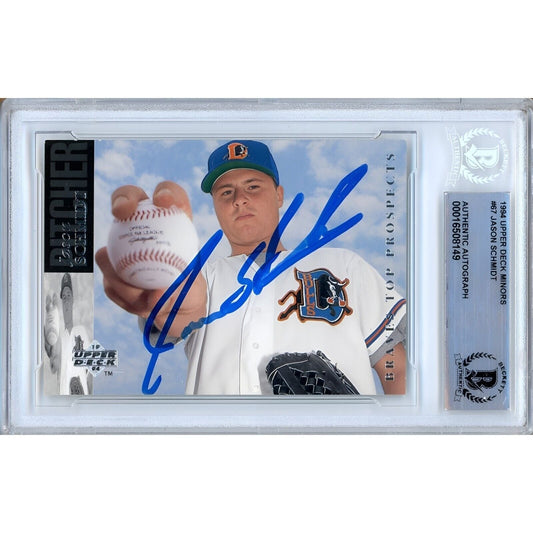 1994 Upper Deck Minors #67 — Jason Schmidt San Francisco Giants Autographed 1994 Upper Deck Minors Trading Card — Beckett Authentication