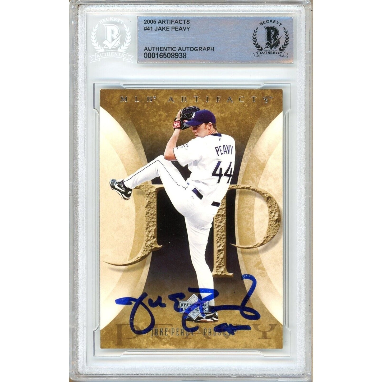 2005 Upper Deck Artifacts #41 — Jake Peavy San Diego Padres Autographed Trading Card — Beckett Authentication