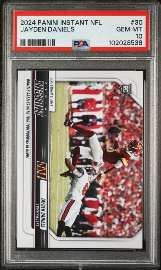 Graded 2024 Panini Instant NFL Jayden Daniels #30 Rookie RC Football Card PSA 10 Gem Mint