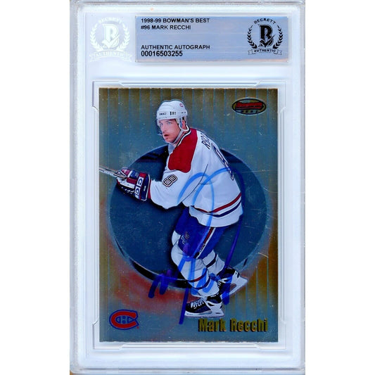 Mark Recchi Canadiens Signed 1998-99 Bowman's Best Hockey Card BAS Auth Auto Slab