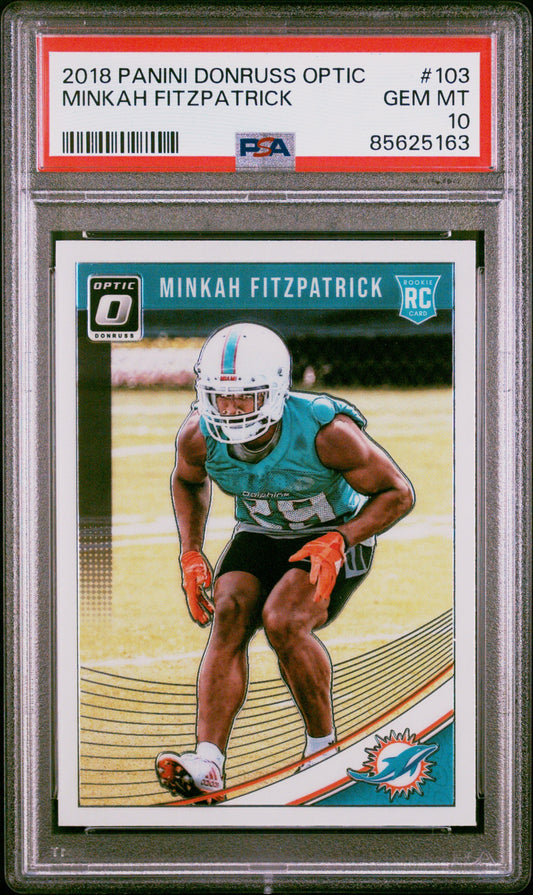 Graded 2018 Panini Donruss Optic Minkah Fitzpatrick #103 Rookie RC Football Card PSA 10 Gem Mint