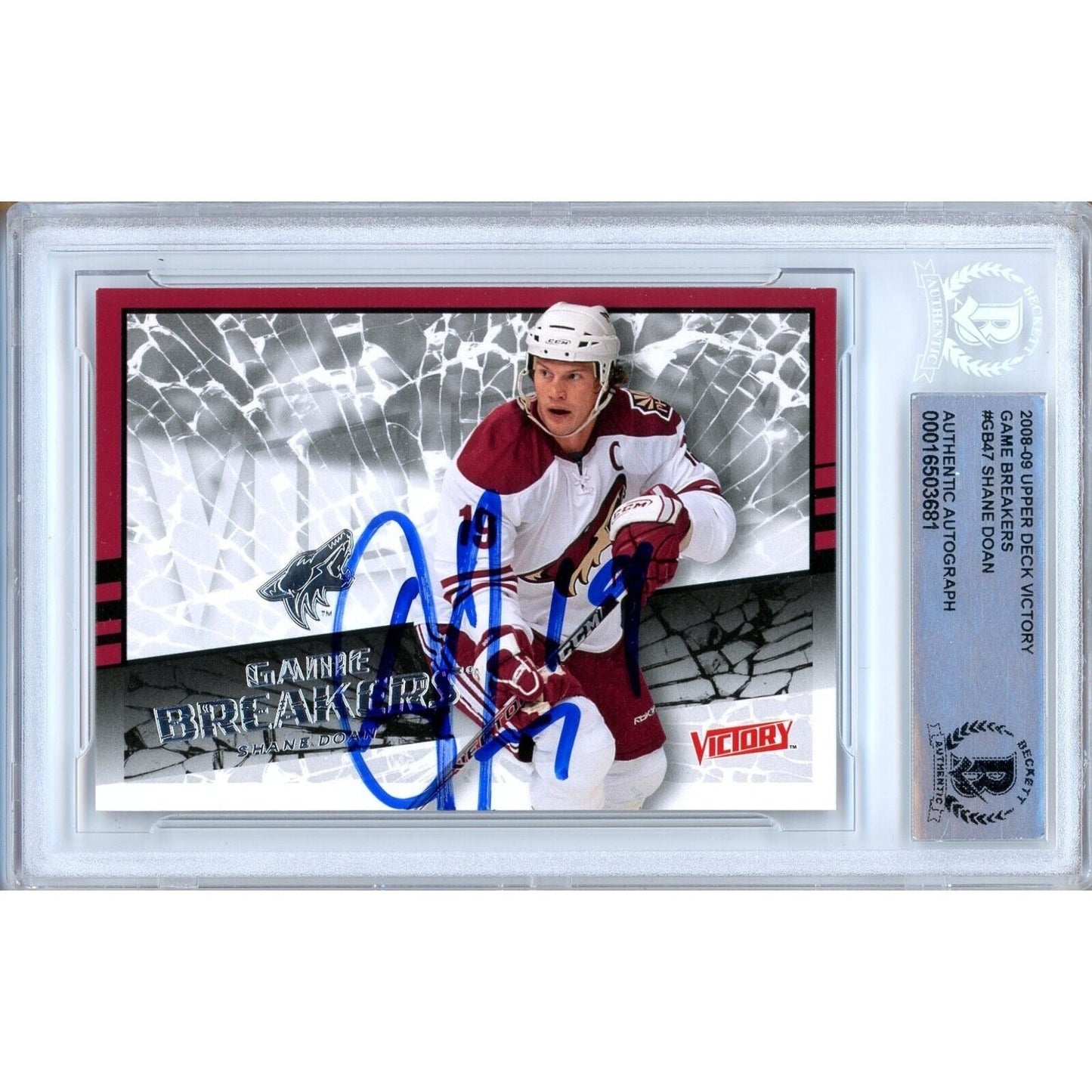 Shane Doan Arizona Coyotes Signed 2008-09 Upper Deck Victory Card Beckett Auth Auto