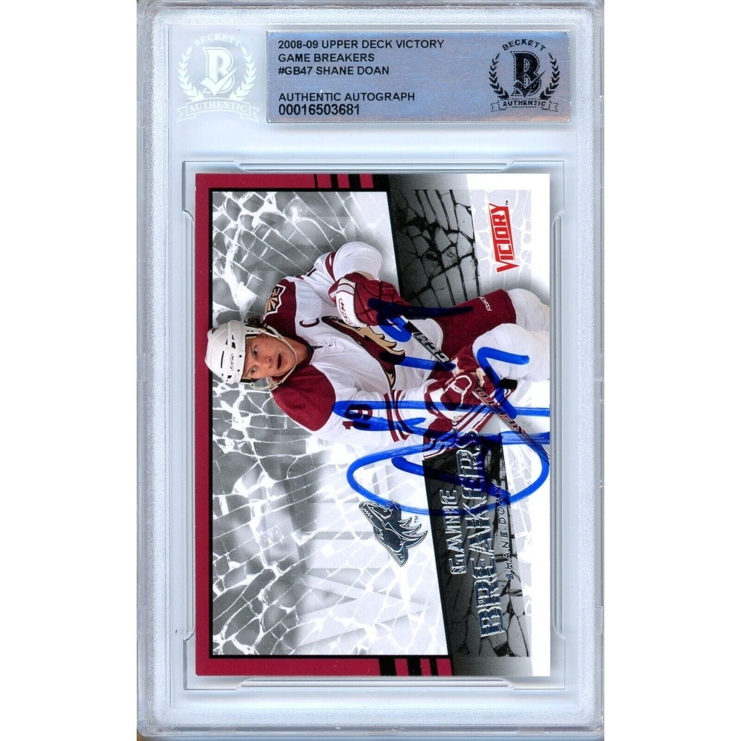 Shane Doan Arizona Coyotes Signed 2008-09 Upper Deck Victory Card Beckett Auth Auto
