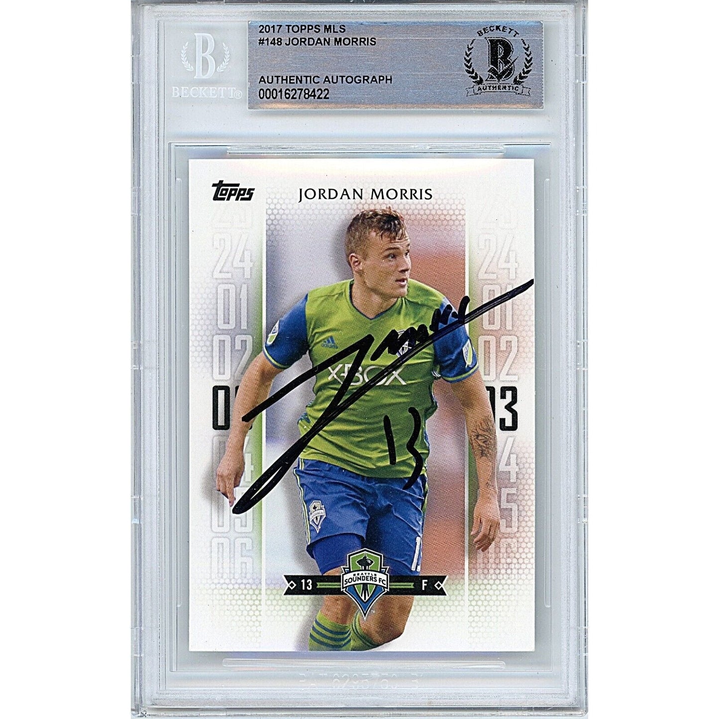 2017 Topps MLS — Jordan Morris Seattle Sounders Autographed Trading Card — Beckett Authentication