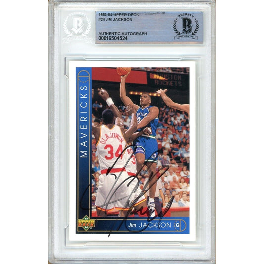 1993-94 Upper Deck — Jim Jackson Dallas Mavericks Autographed Trading Card — Beckett Authentication