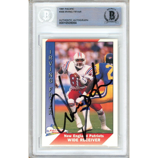 1991 Pacific #306 — Irving Fryar New England Patriots Autographed Trading Card — Beckett Authentication