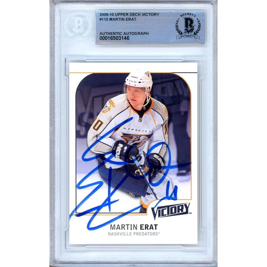 Martin Erat Nashville Predators Signed 2009-10 UD Victory Hockey Card BAS Auth Auto Slab