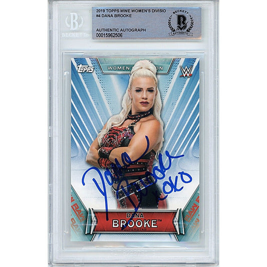 2019 Topps WWE Womens Division #4 — Dana Brooke Autographed Wrestling Trading Card — Beckett Authentication