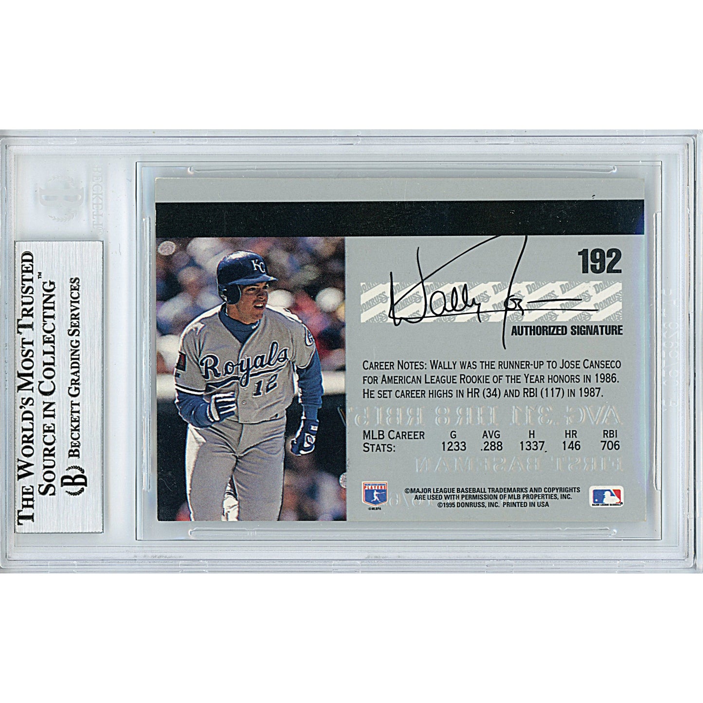 Wally Joyner Signed Kansas City Royals 1995 Studio Baseball Card Beckett Auth Auto Slab