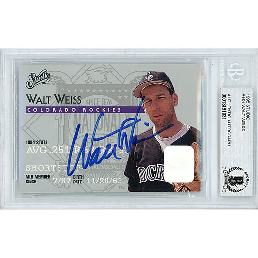 Walt Weiss Signed Colorado Rockies 1995 Studio Baseball Card Beckett Authentic Auto Slab