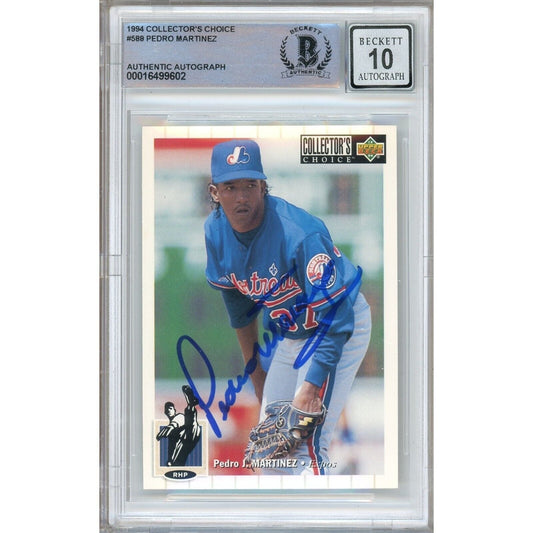 Pedro Martinez Montreal Expos Signed 1994 UD Collectors Choice BGS Auto 10 Graded Slab
