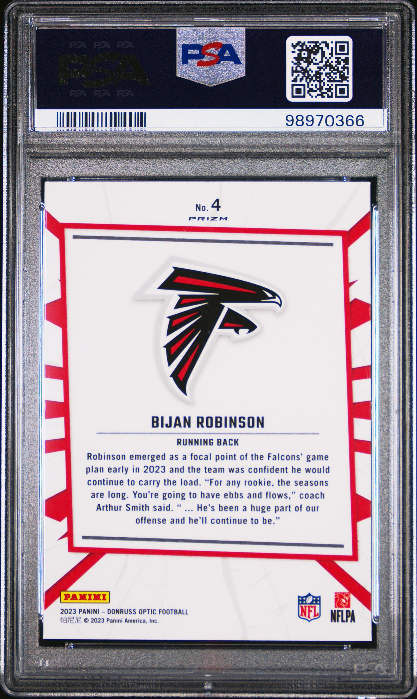 Graded 2023 Panini Donruss Optic Bijan Robinson #4 My House Rookie RC Football Card PSA 10 Gem Mint - Sport Cards