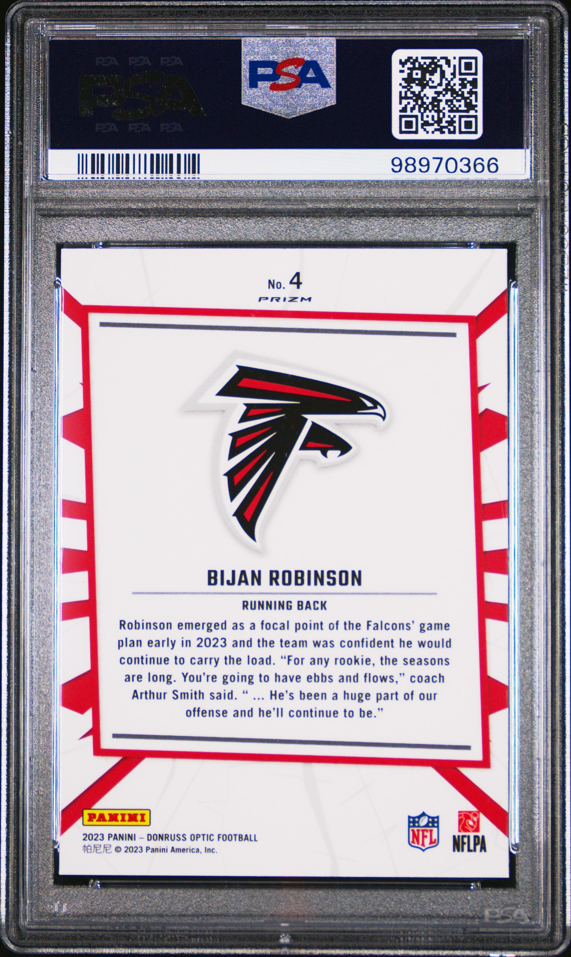 Graded 2023 Panini Donruss Optic Bijan Robinson #4 My House Rookie RC Football Card PSA 10 Gem Mint - Sport Cards