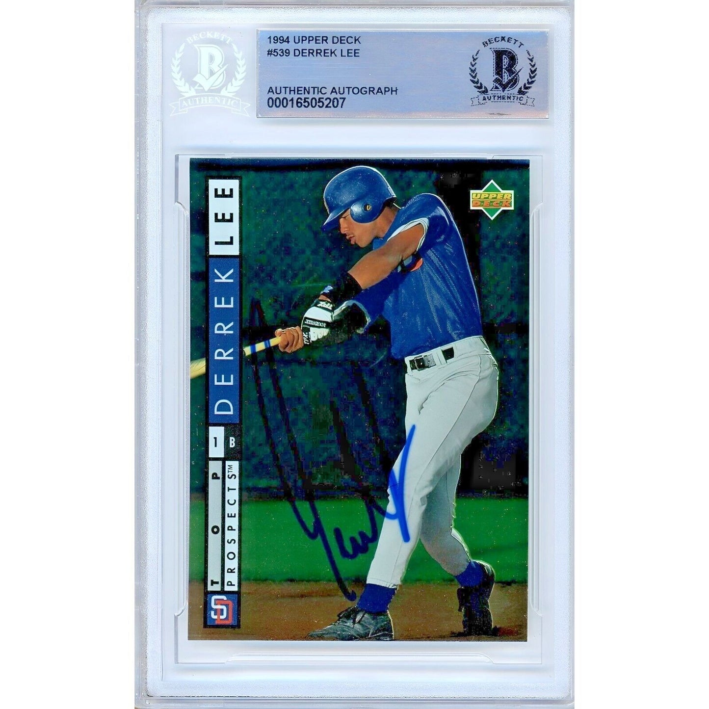 1994 Upper Deck #539 — Derrek Lee San Diego Padres Autographed Trading Card — Beckett Authentication