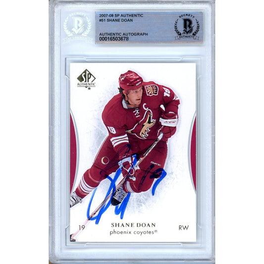 Shane Doan AZ Coyotes Signed 2007-08 UD SP Authentic Hockey Card Beckett Auto Slab