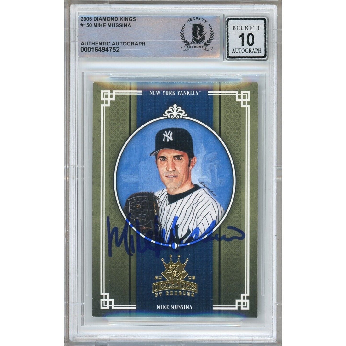 Mike Mussina New York Yankees Signed 2005 Diamond Kings Card BGS Auto 10 Graded Slab