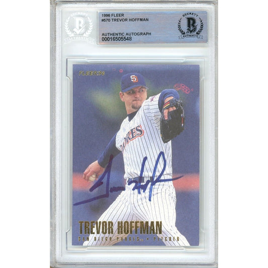 Trevor Hoffman San Diego Padres Signed 1996 Fleer Card Beckett Authentic Auto Slab HOF