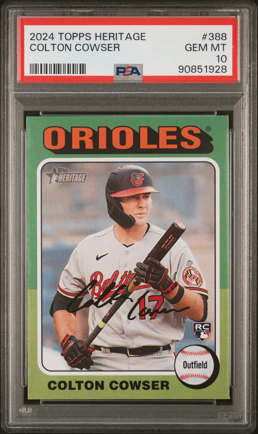 Graded 2024 Topps Heritage Colton Cowser #388 Rookie RC Baseball Card PSA 10 Gem Mint