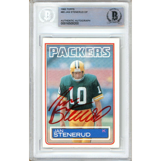 1983 Topps #85 — Jan Stenerud Green Bay Packers Autographed Trading Card — Beckett Authentication