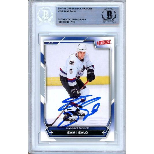 Sami Salo Vancouver Canucks Signed 2007-08 Upper Deck Victory Card Beckett Auth Auto