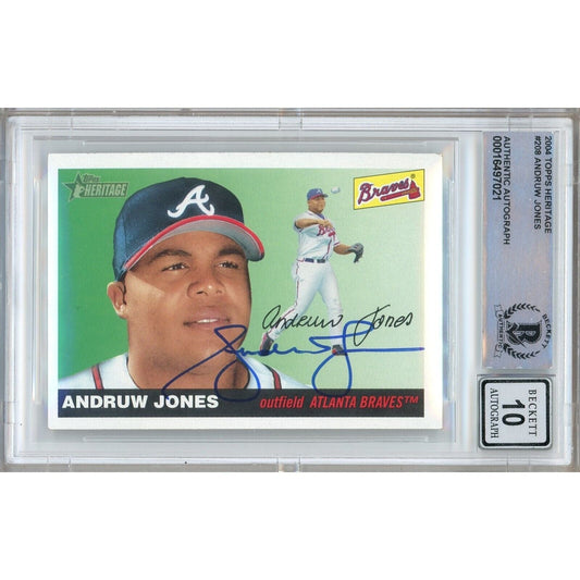 2004 Topps Heritage #208 — Andruw Jones Atlanta Braves Autographed Trading Card — Beckett Authentication