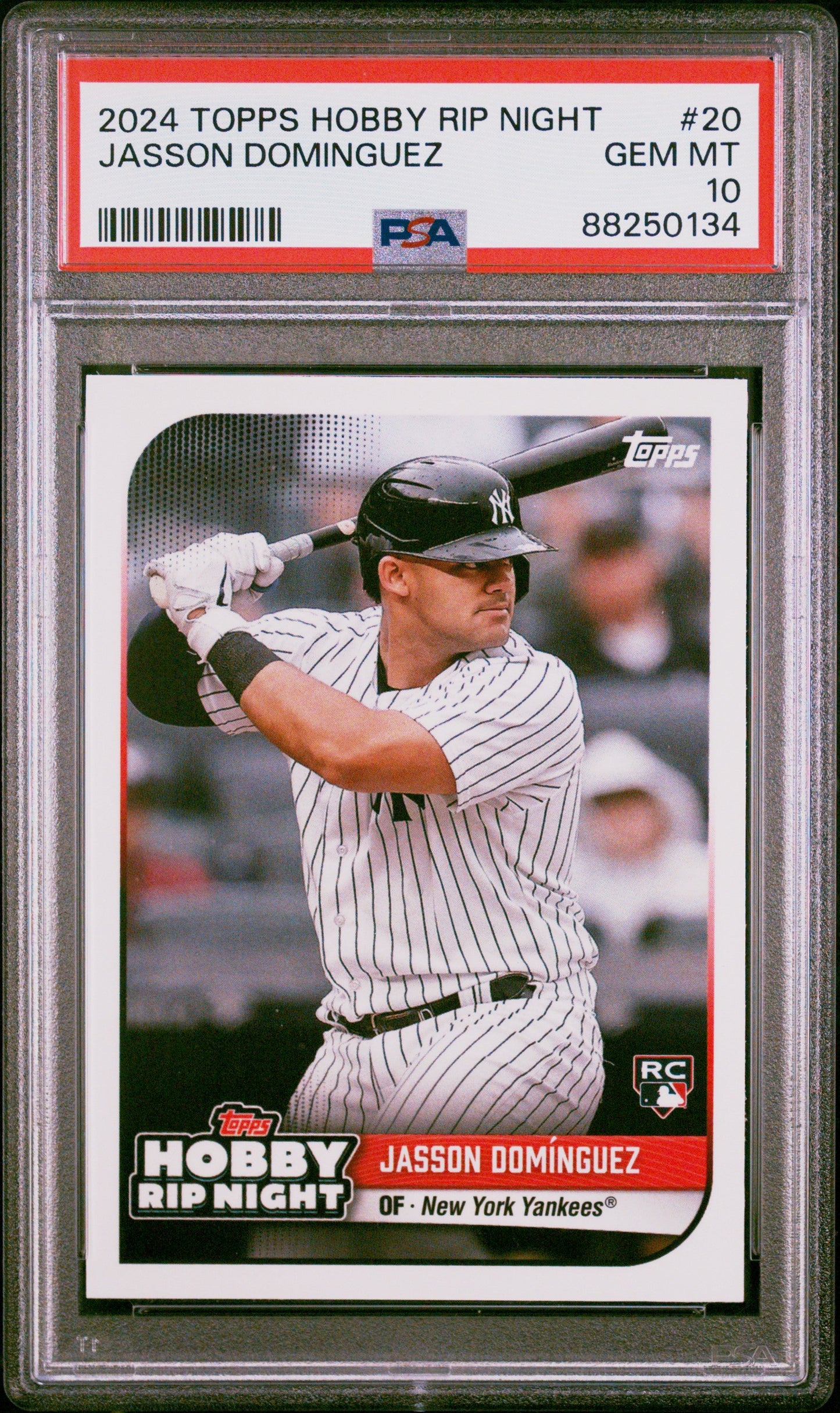Graded 2024 Topps Hobby Rip Night Jasson Dominguez #20 Rookie RC Baseball Card PSA 10 Gem Mint