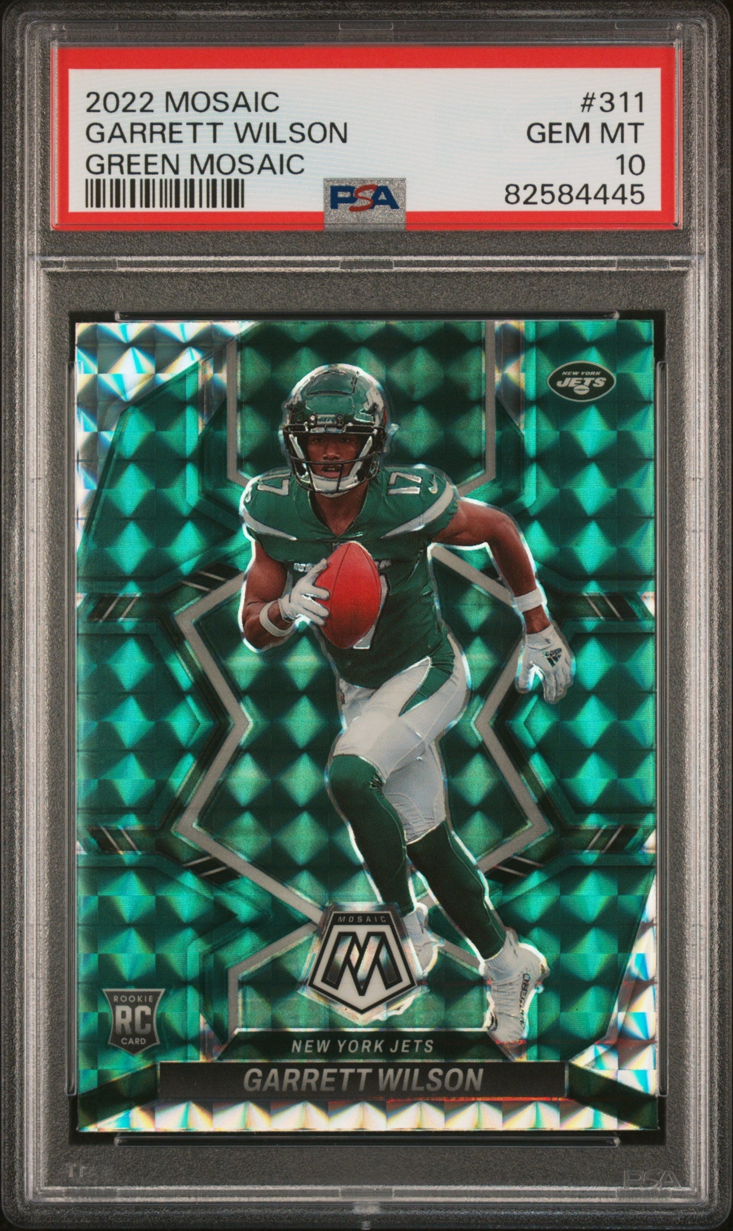 Graded 2022 Panini Mosaic Garrett Wilson #311 Green Mosaic Rookie RC Football Card PSA 10 Gem Mint - Sport Cards