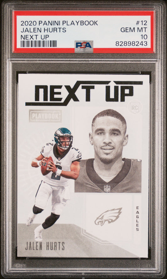 Graded 2020 Panini Playbook Jalen Hurts #12 Next Up Rookie RC Football Card PSA 10 Gem Mint