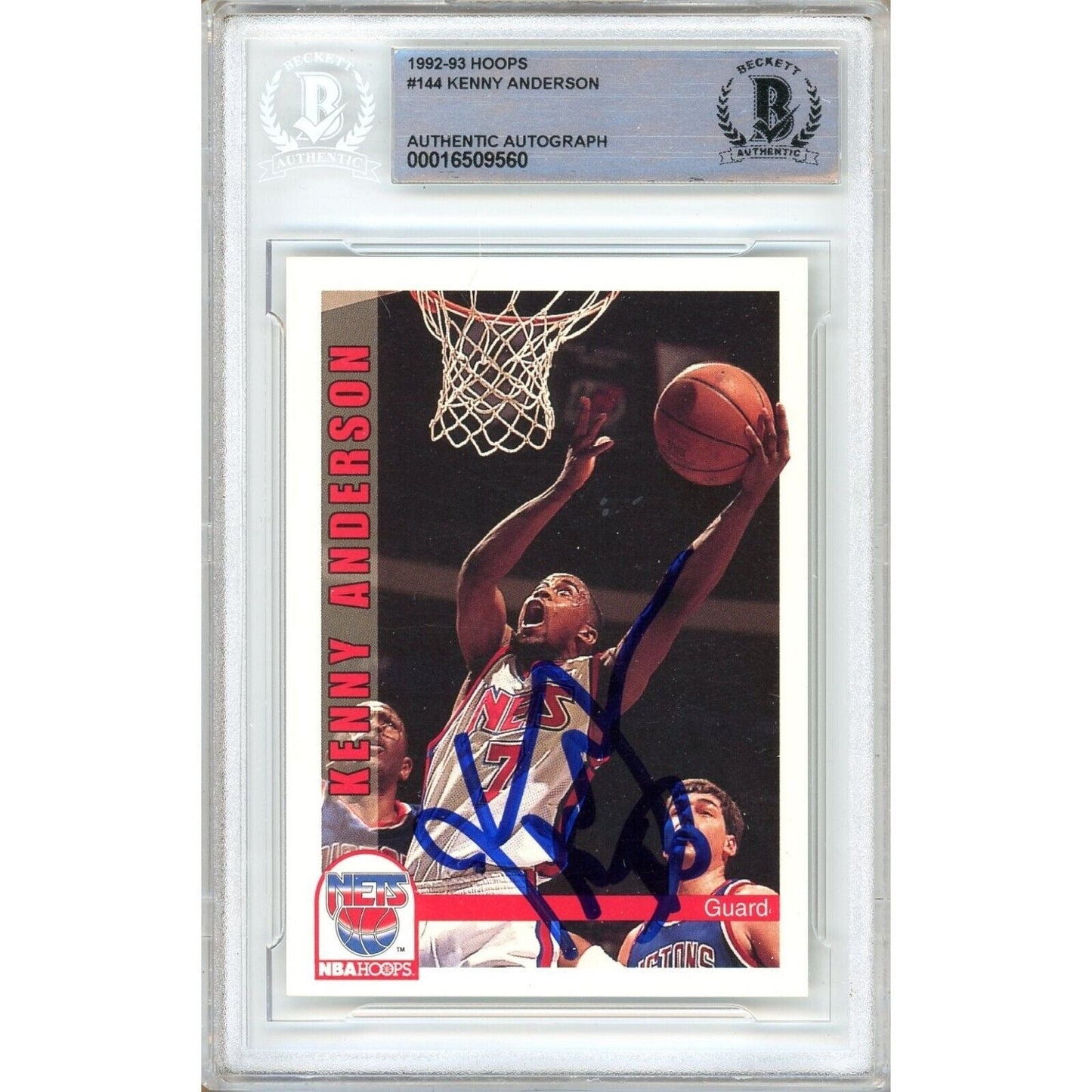 1992—93 NBA Hoops #144 — Kenny Anderson New Jersey Nets Autographed Trading Card — Beckett Authentication