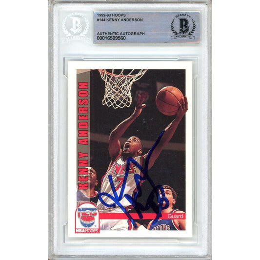 1992—93 NBA Hoops #144 — Kenny Anderson New Jersey Nets Autographed Trading Card — Beckett Authentication