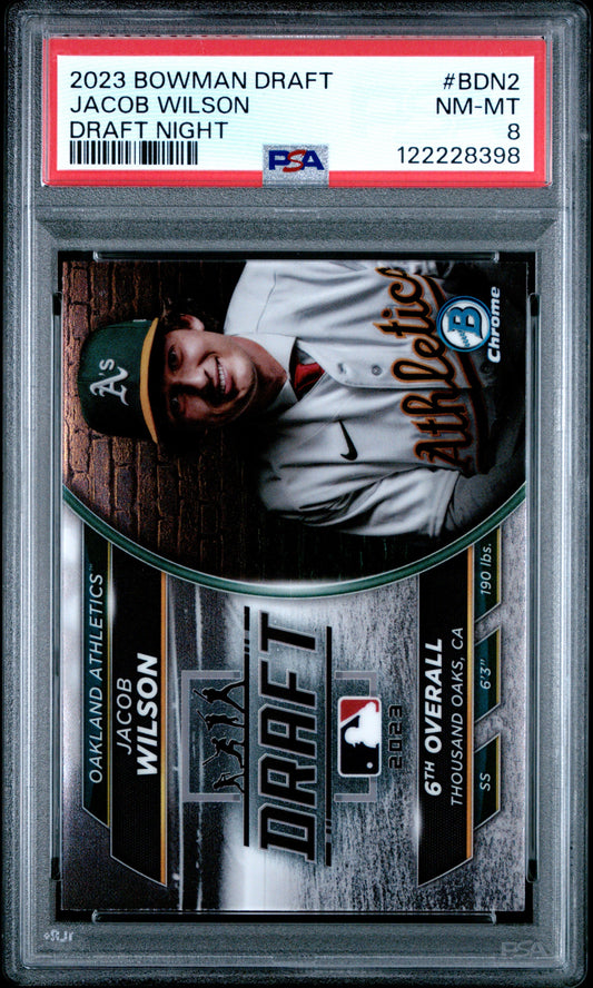 Graded 2023 Topps Bowman Draft Jacob Wilson #BDN2 Draft Night Rookie RC Baseball Card PSA 8 Near Mint