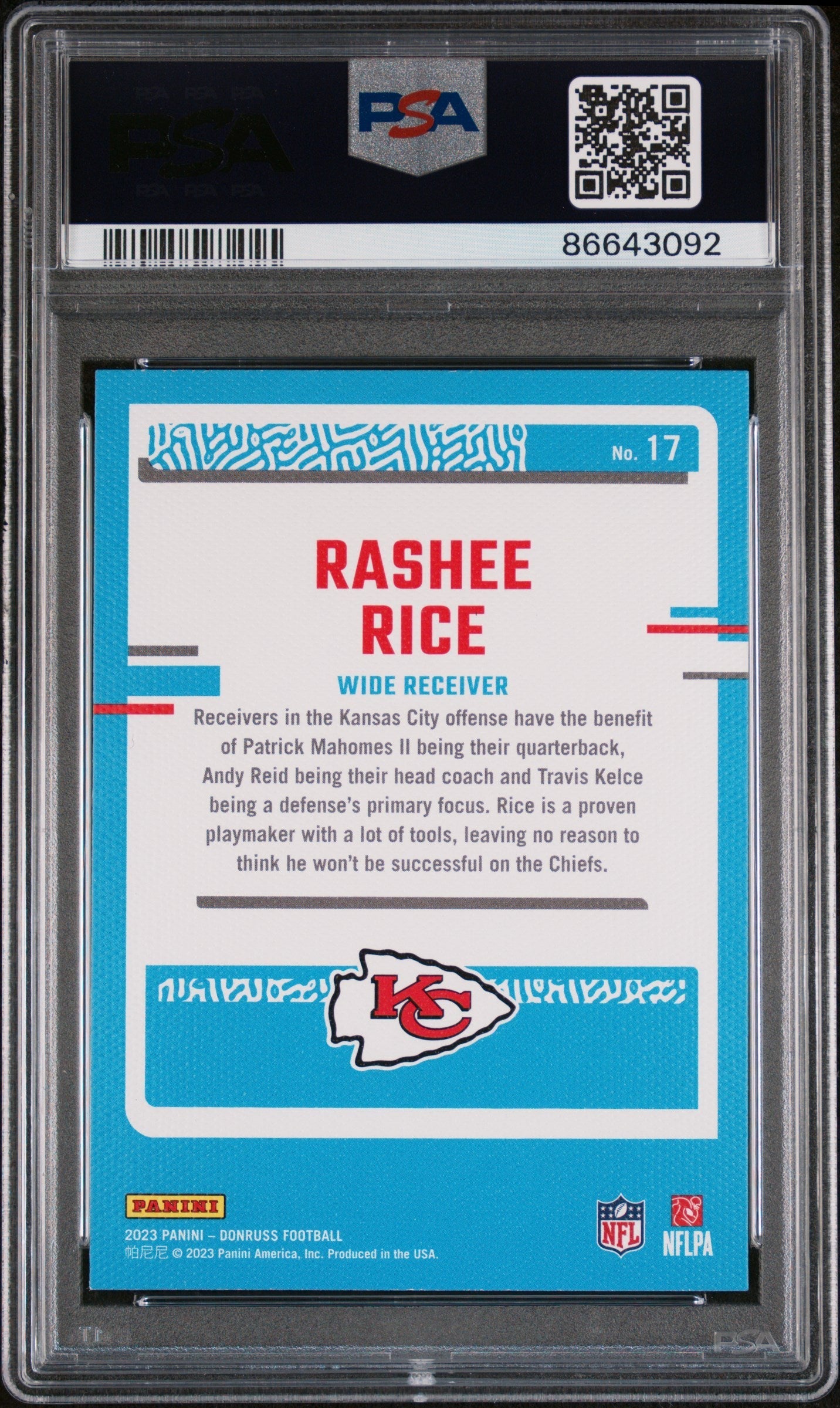 Graded 2023 Panini Donruss Rashee Rice #17 Rated Rookies Portrait Rookie RC Football Card PSA 10 Gem Mint - Sport Cards