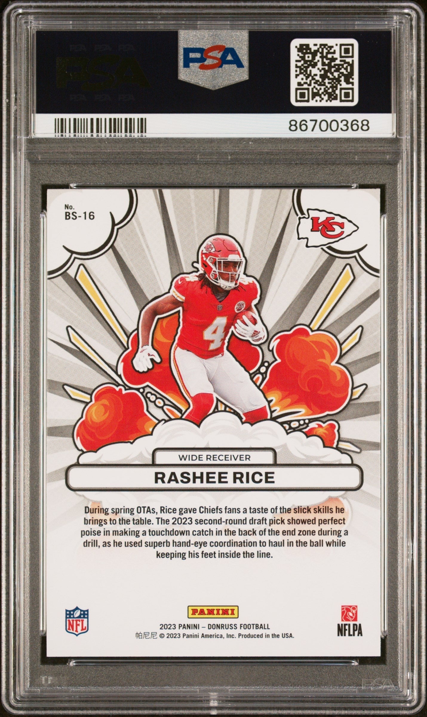 Graded 2023 Panini Donruss Rashee Rice #BS16 Bomb Squad Rookie RC Football Card PSA 10 Gem Mint - Sport Cards