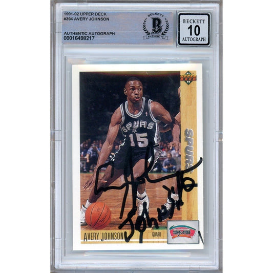 1991-92 Upper Deck #394 — Avery Johnson San Antonio Spurs Autographed Trading Card — Beckett Authentication