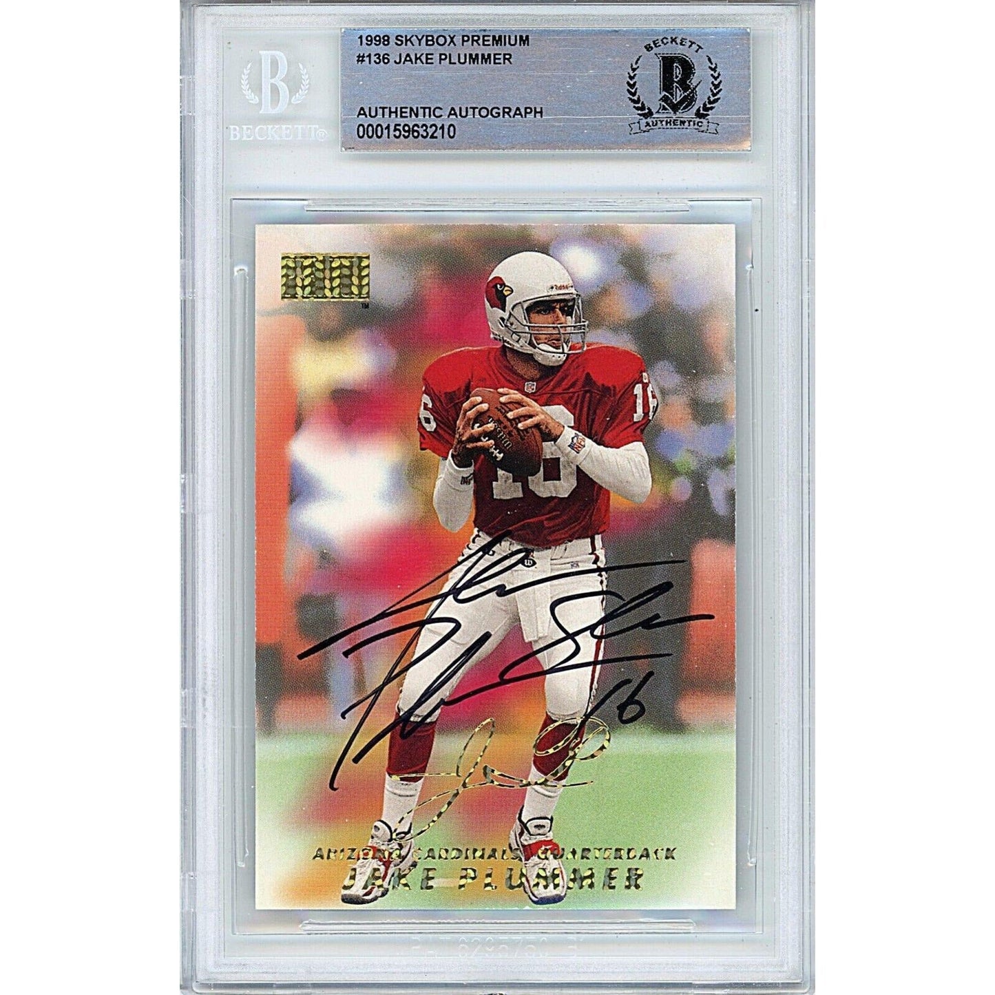 1998 SkyBox Premium #136 — Jake Plummer Arizona Cardinals Autographed Trading Card — Beckett Authentication