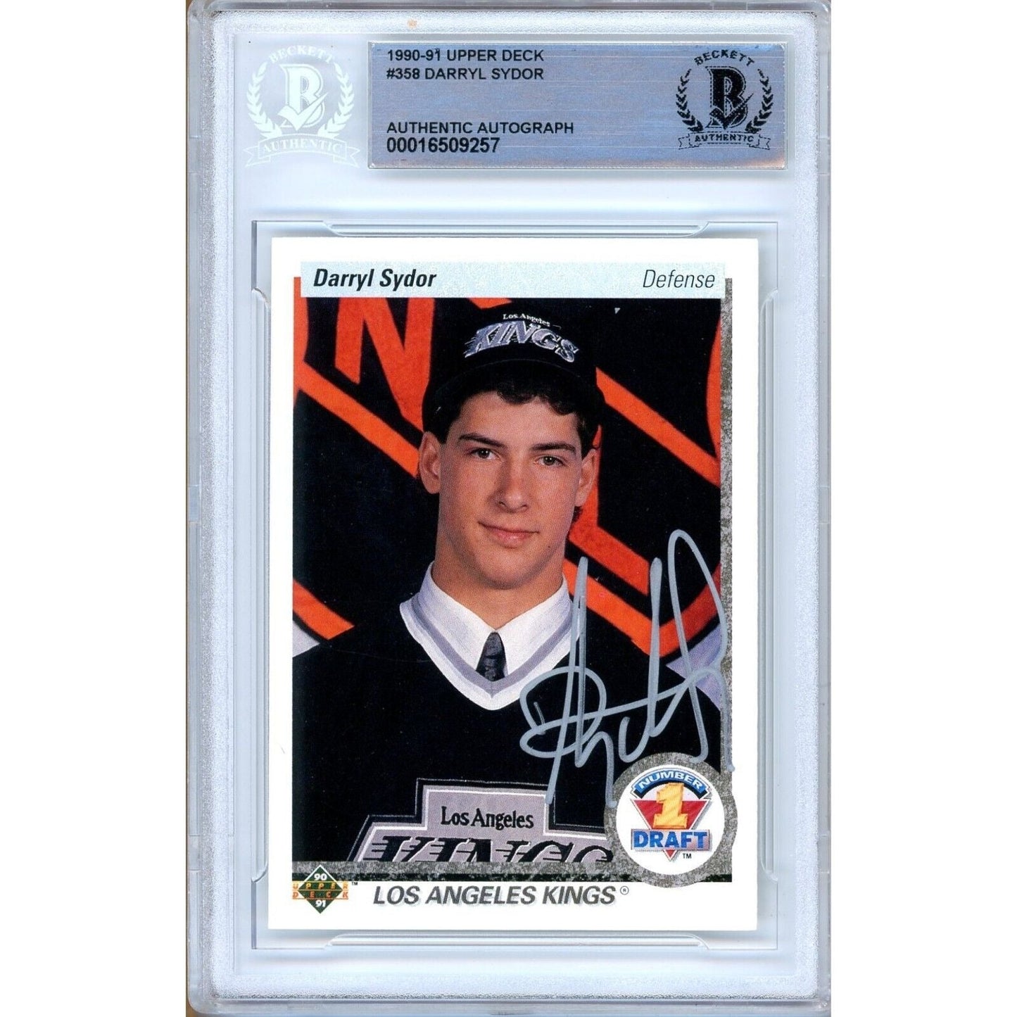 1990-91 Upper Deck #358 — Darryl Sydor Los Angeles Kings Autographed Trading Card — Beckett Authentication
