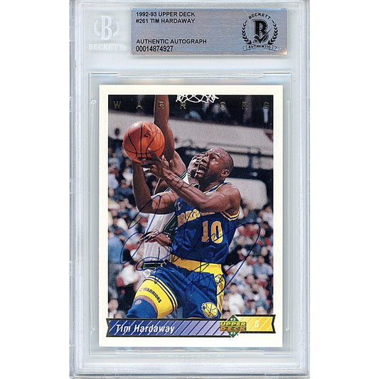 Tim Hardaway Golden State Warriors Signed 1992-93 Upper Deck Card Beckett Auth Auto