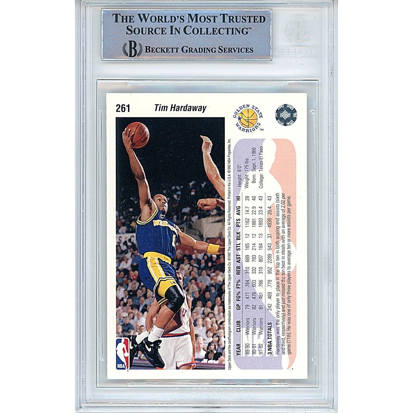 Tim Hardaway Golden State Warriors Signed 1992-93 Upper Deck Card Beckett Auth Auto