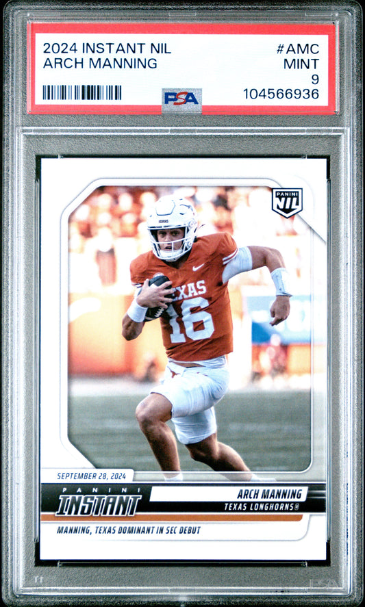 Graded 2024 Panini Instant NIL Arch Manning #AMC Rookie RC Football Card PSA 9 Mint