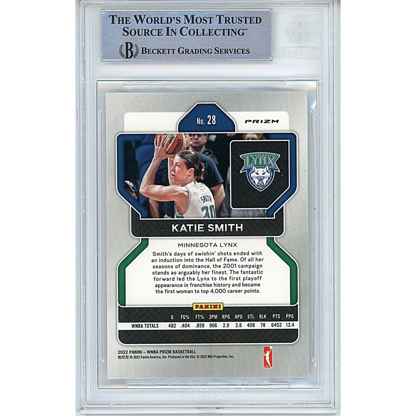 2022 Panini Hyper Prizm WNBA — Katie Smith Minnesota Lynx Autographed Trading Card — Beckett Authentication