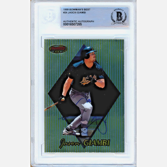 1999 Bowmans Best #24 — Jason Giambi Oakland Athletics Autographed Trading Card — Beckett Authentication