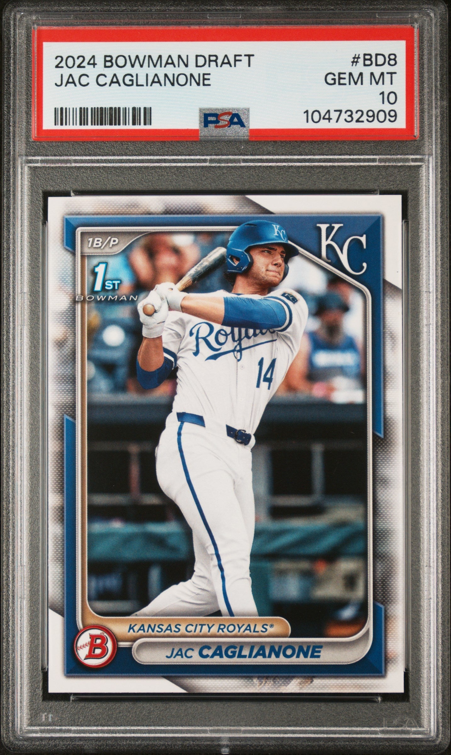 Graded 2024 Topps Bowman Draft Jac Caglianone #BD8 Rookie RC Baseball Card PSA 10 Gem Mint