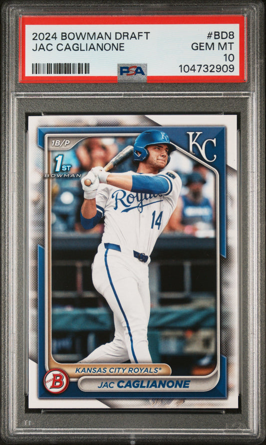 Graded 2024 Topps Bowman Draft Jac Caglianone #BD8 Rookie RC Baseball Card PSA 10 Gem Mint