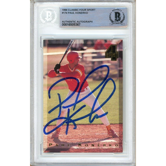 Paul Konerko Los Angeles Dodgers Signed 1994 Classic 4-Sport Card Beckett Auth Auto Slab