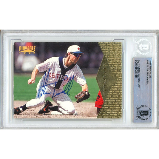 1997 Pinnacle #93 — Alan Trammell Detroit Tigers Autographed Trading Card — Beckett Authentication