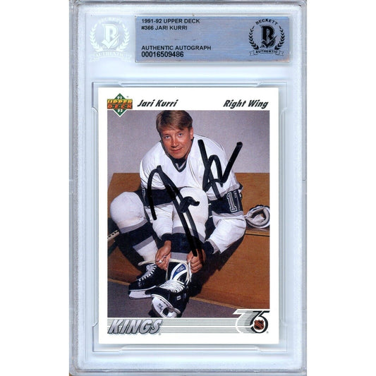 1991-92 Upper Deck #366 — Jari Kurri Los Angeles Kings Autographed Trading Card — Beckett Authentication
