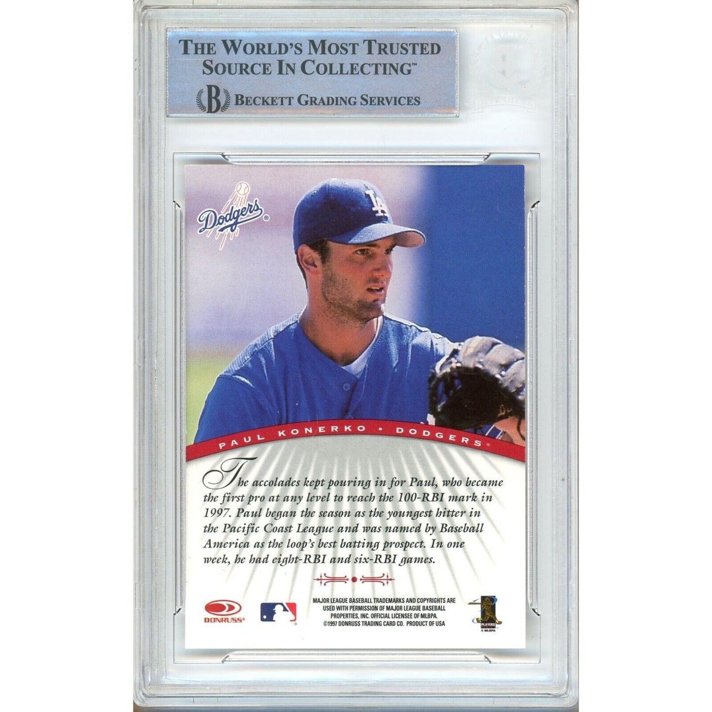 Paul Konerko LA Dodgers Signed 1997 Donruss Signatures Autographs Card Beckett Auto